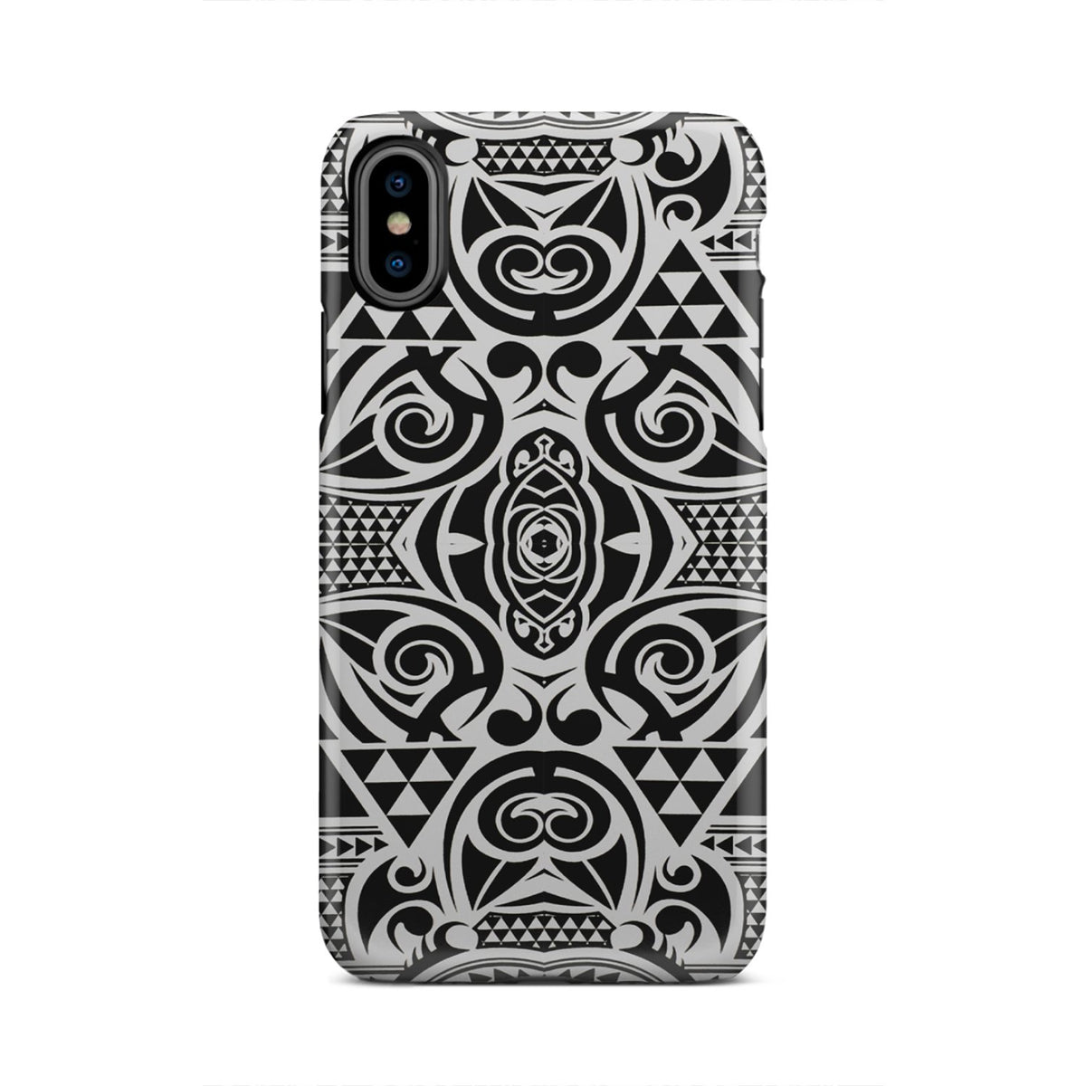 Polynesian Tribal Tough Case Black White iPhone X - Polynesian Pride
