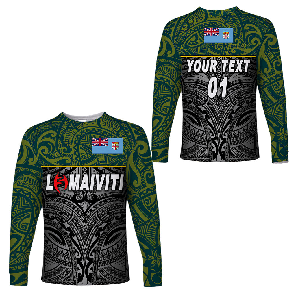 (Custom Personalised) Fiji Lomaiviti Rugby Long Sleeve Shirts Original Style, Custom Text And Number LT8 Unisex Green - Polynesian Pride