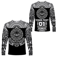 (Custom Personalised) Marquesas Islands Long Sleeve Shirt Marquesan Tattoo Simplified Version - Black LT8 Unisex Black - Polynesian Pride