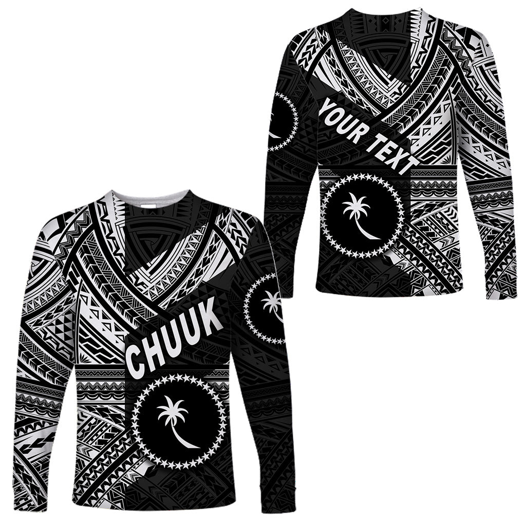 (Custom Personalised) FSM Chuuk Long Sleeve Shirts Original Style - Black LT8 Unisex Black - Polynesian Pride