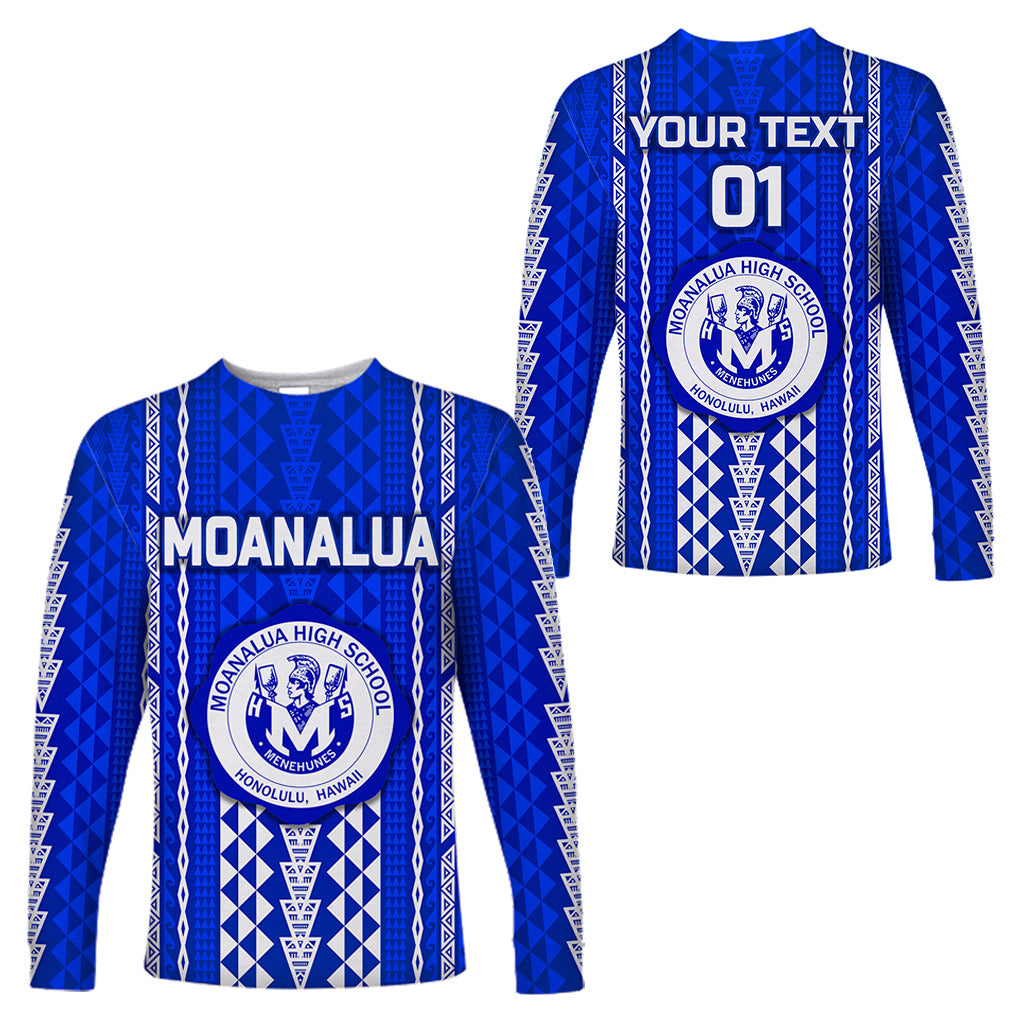 (Custom Personalised) Hawaii Moanalua High School Long Sleeve Shirts Simple Style LT8 Unisex Blue - Polynesian Pride