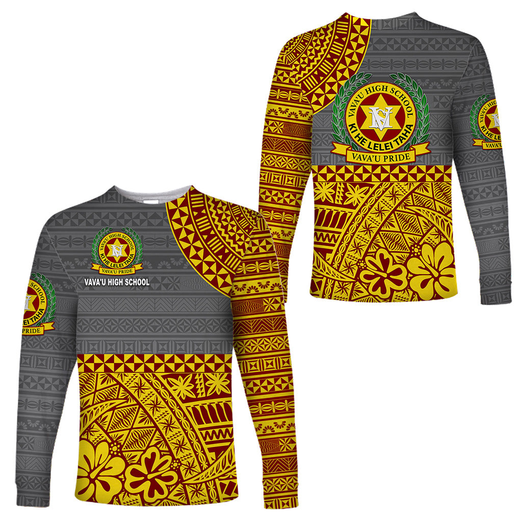 Tonga Vava'u High School Long Sleeve Shirt Kupesi Vibes - Grey LT8 Unisex Grey - Polynesian Pride