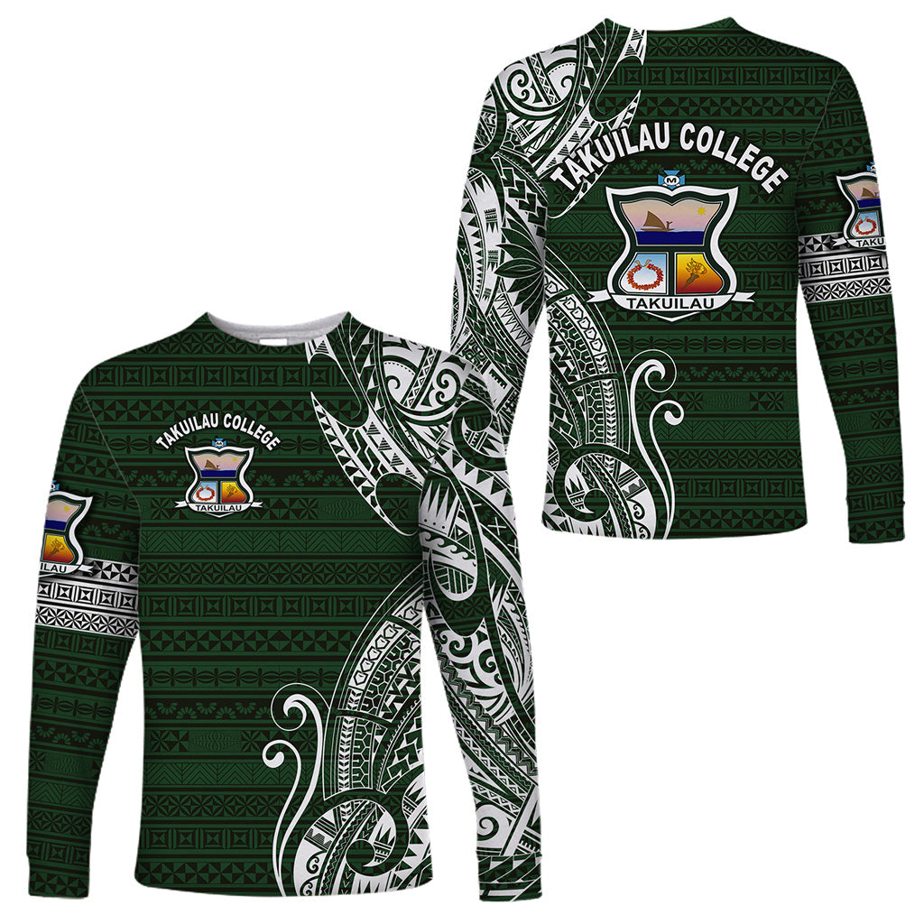 Tonga Takuilau College Long Sleeve Shirts Simple Vibes LT8 Unisex Green - Polynesian Pride