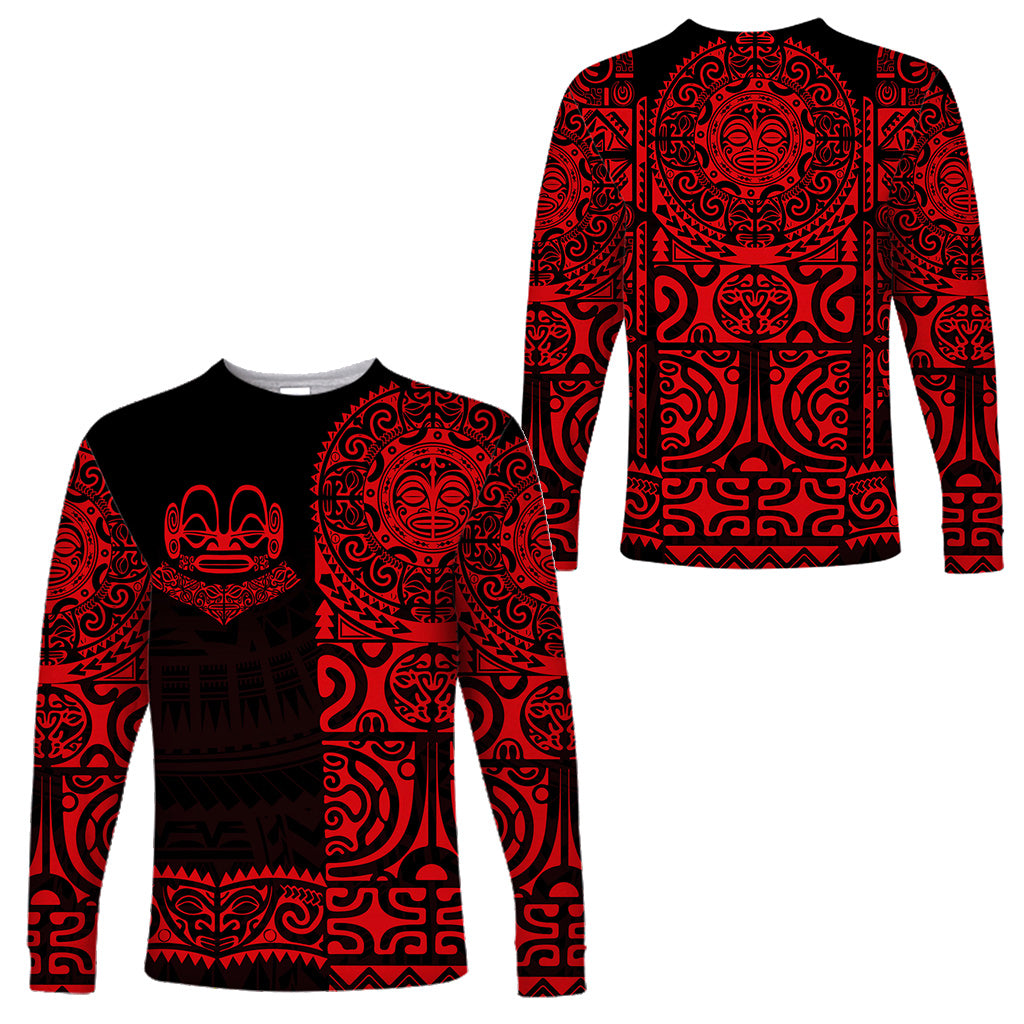 Marquesas Islands Long Sleeve Shirt Marquesan Tattoo Unique Style - Red LT8 Unisex Red - Polynesian Pride