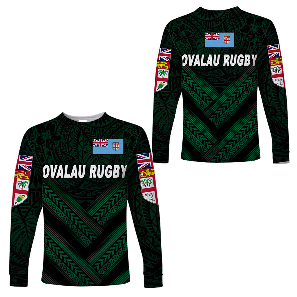 Fiji Ovalau Rugby Long Sleeve Shirts Dark Green Style LT8 Unisex Green - Polynesian Pride