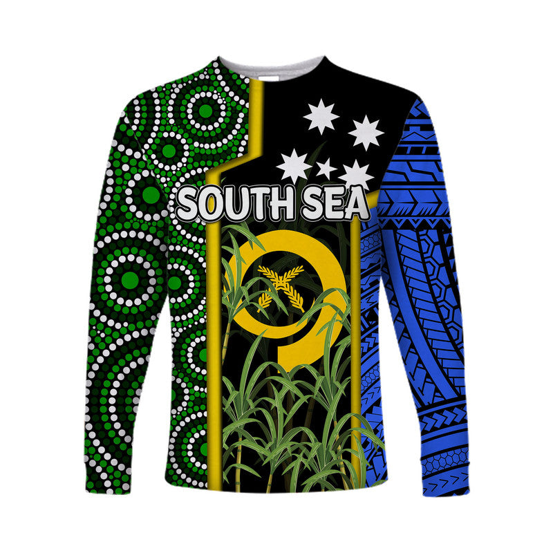 (Custom Personalised) South Sea Islanders Flag Style Long Sleeve Shirts Vanuatu LT6 Unisex Black - Polynesian Pride