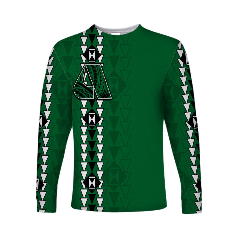 Hawaii - Aiea High Mix Kakau Long Sleeve Shirts LT6 Unisex Green - Polynesian Pride