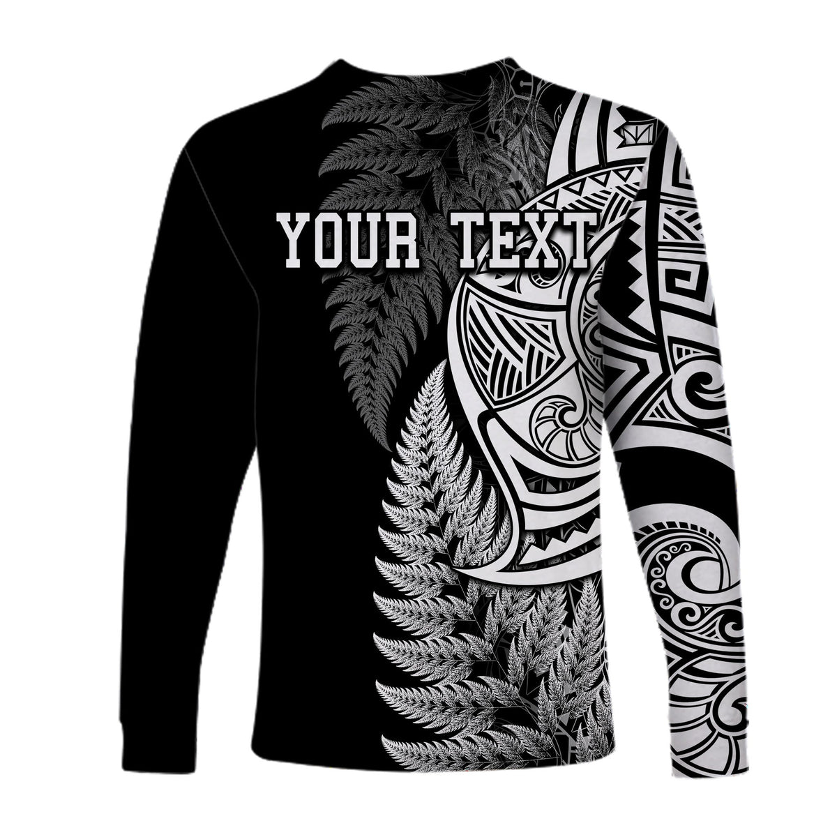 Maori Rugby Long Sleeve Shirt Tattoo Mix Fern Leaf LT6 - Polynesian Pride