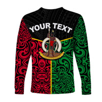(Custom Personalised) Vanuatu Long Sleeve Shirt Polynesian Patterns Mix Flag LT6 - Polynesian Pride