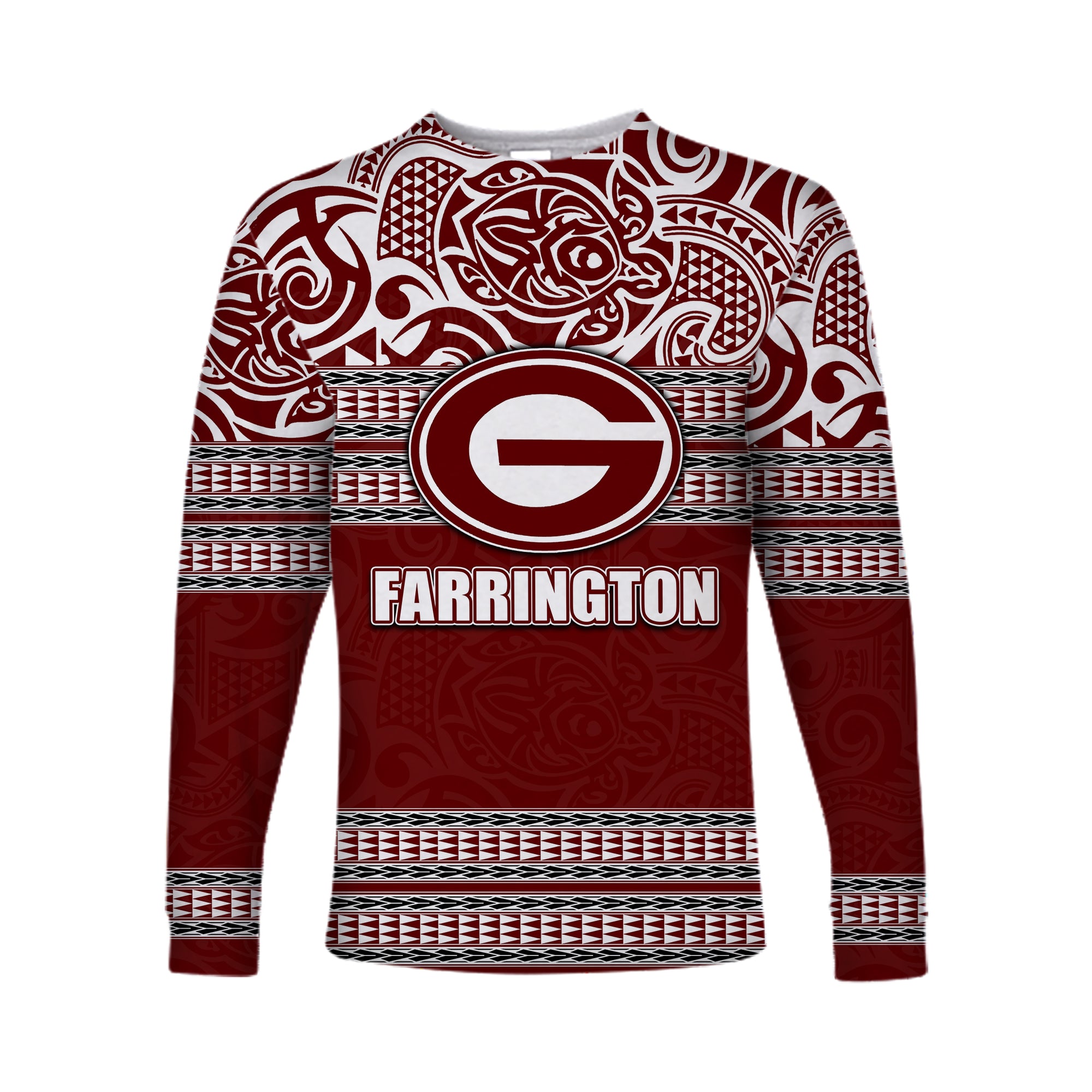 (Custom Personalised)Hawaii Farrington High School Long Sleeve Shirt No.1 LT6 Unisex Maroon - Polynesian Pride