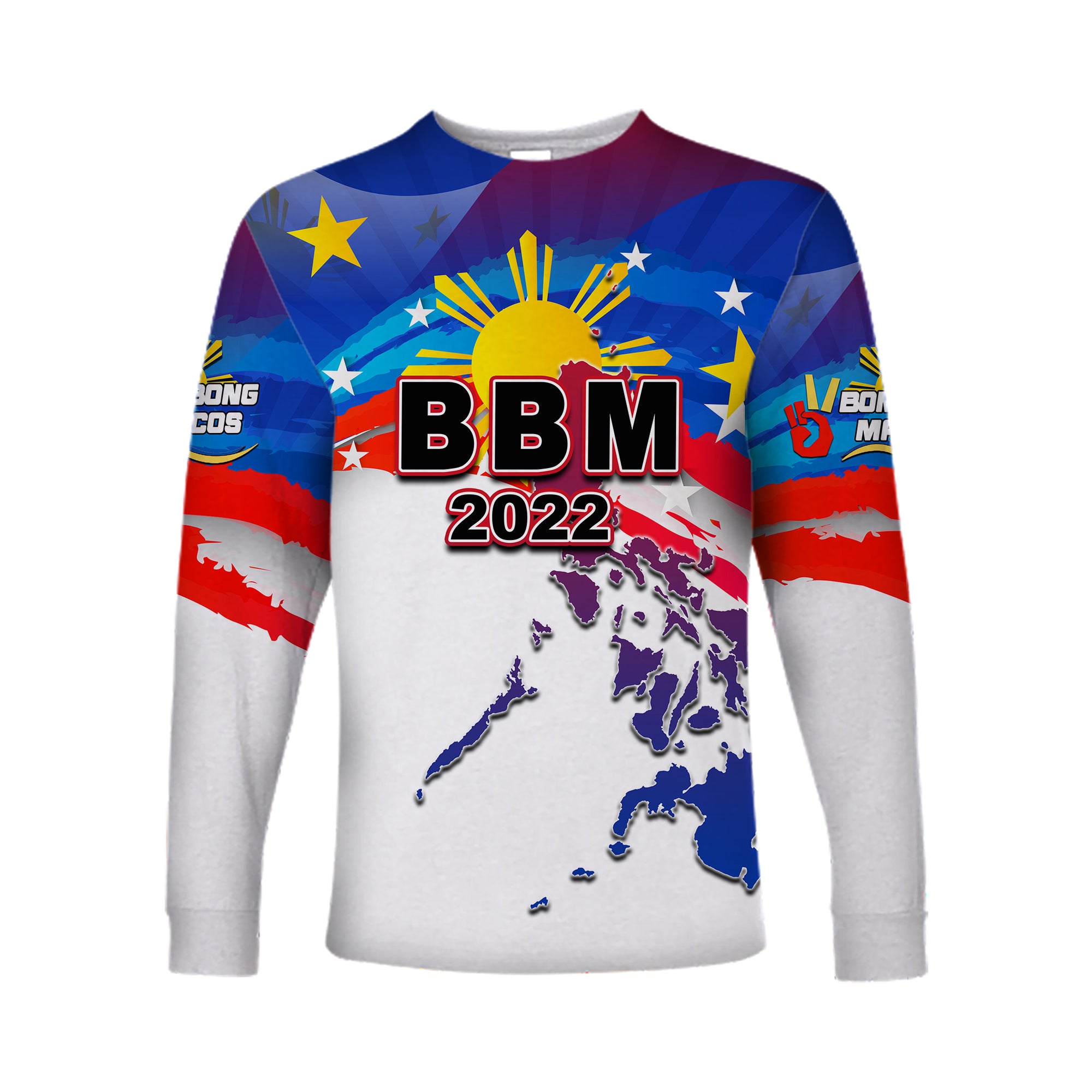 (Custom Personalised)Philippines Long Sleeve Shirt BBM 2022 LT6 Unisex Red - Polynesian Pride