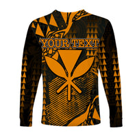 (Custom Personalised) Hawaii Kanaka Map Long Sleeve Shirts Orange Style LT6 - Polynesian Pride