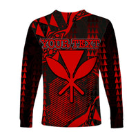 (Custom Personalised) Hawaii Kanaka Map Long Sleeve Shirts Red Style LT6 - Polynesian Pride