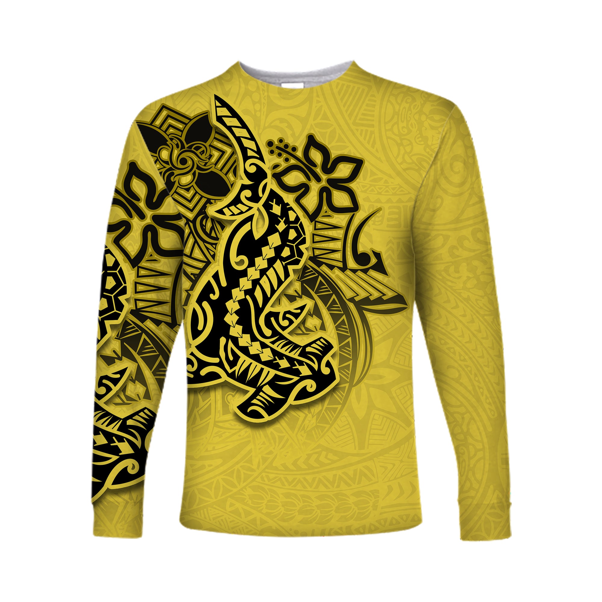 (Custom Personalised) Hammerhead shark Long Sleeve Shirts Polynesian Yellow Style LT6 Unisex Yellow - Polynesian Pride