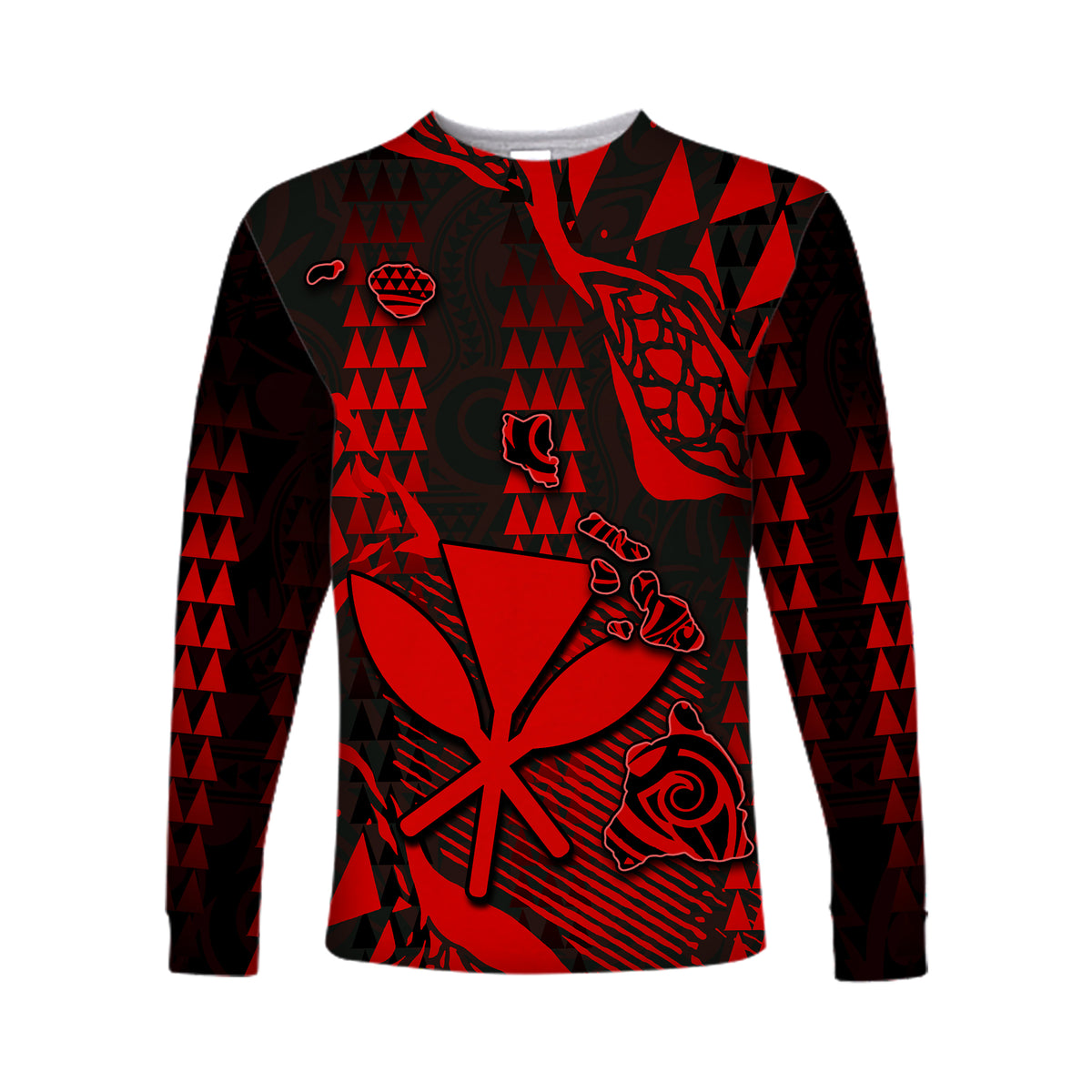 (Custom Personalised) Hawaii Kanaka Map Long Sleeve Shirts Red Style LT6 Unisex Red - Polynesian Pride