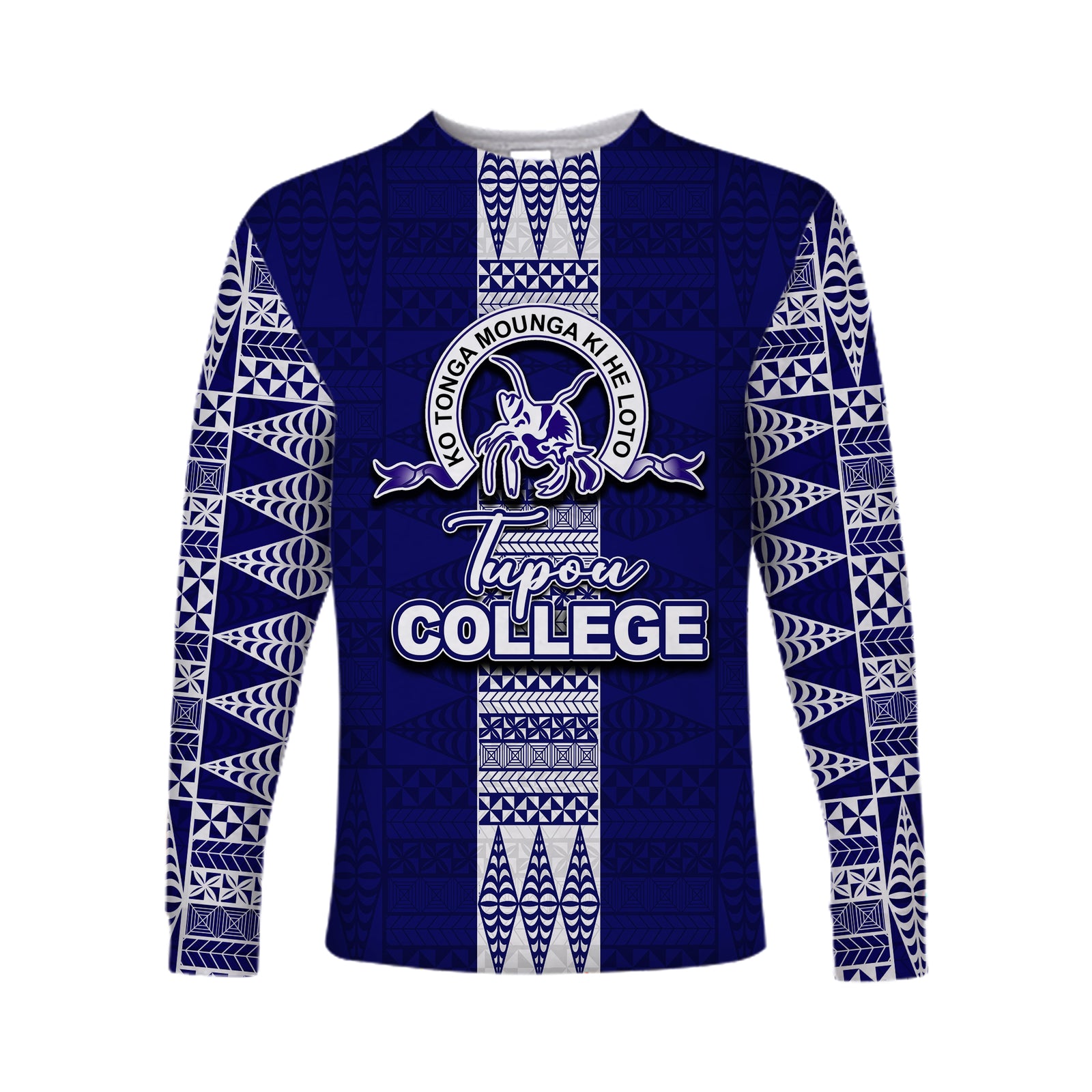(Custom Personalised) Tupou College Long Sleeve Shirts Tonga Simple Style LT6 Unisex Blue - Polynesian Pride