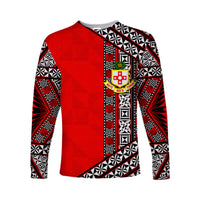 (Custom Personalised)Kolisi Tonga Long Sleeve Shirt Tonga Patterns Style LT6 Unisex Red - Polynesian Pride