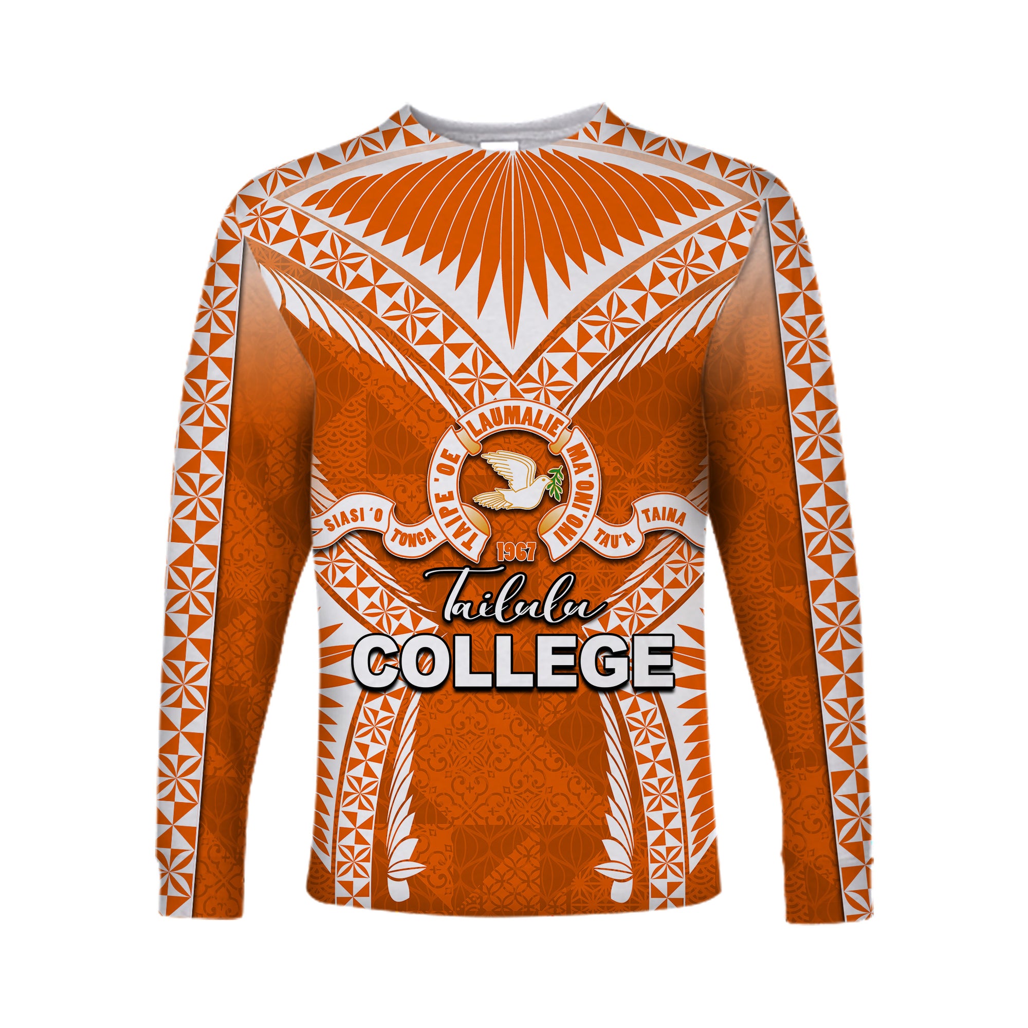 (Custom Personalised)Tailulu College Long Sleeve Shirt Orange Style LT6 Unisex Orange - Polynesian Pride