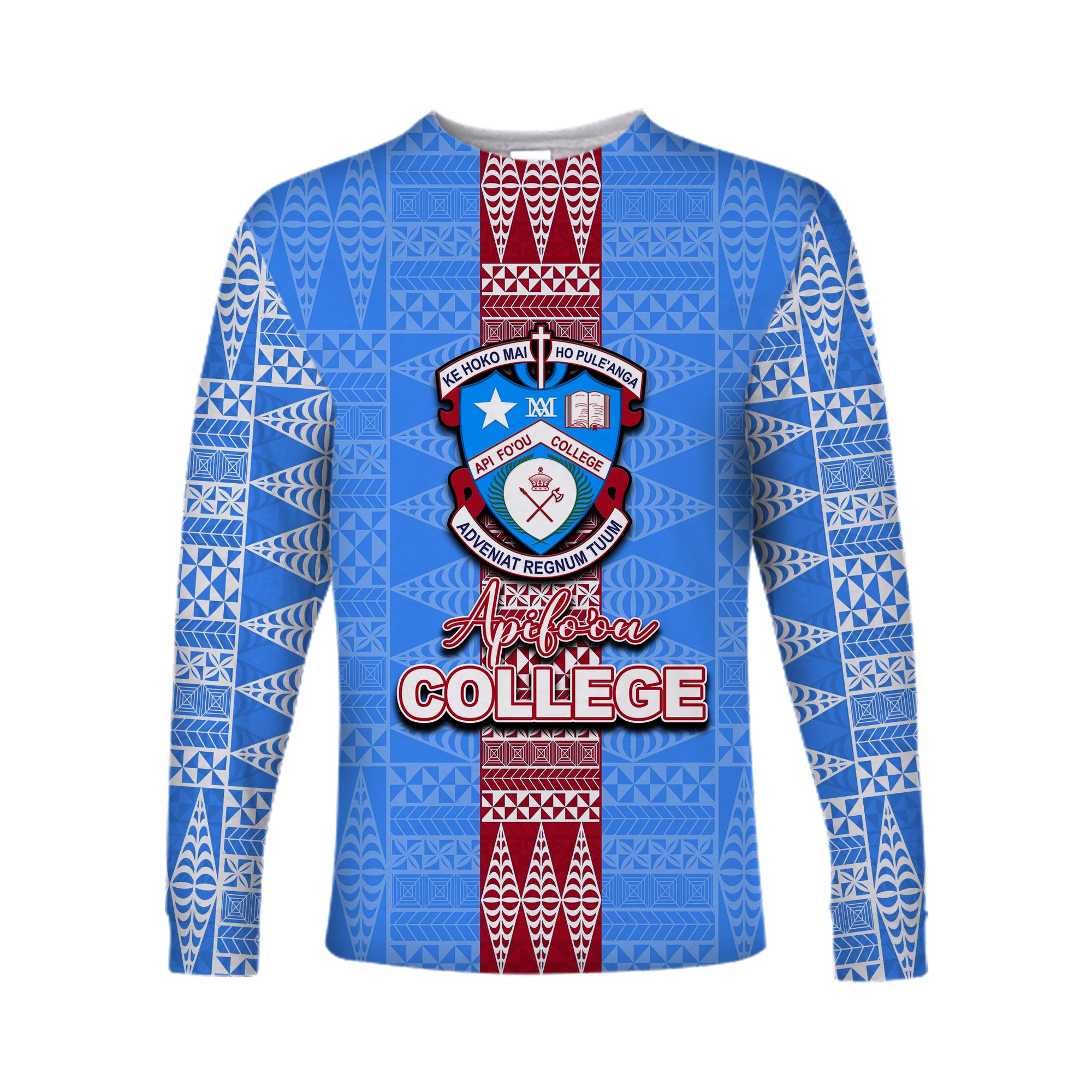 (Custom Personalised) Tonga Apifoou College Long Sleeve Shirts Tonga Simple Style LT6 Unisex Blue - Polynesian Pride