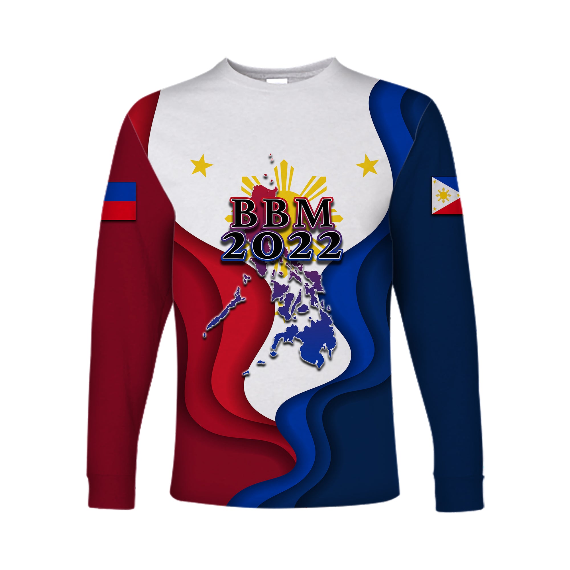 (Custom Personalised)Philippines Long Sleeve Shirt BBM 2022 Flag Style LT6 Unisex Red - Polynesian Pride