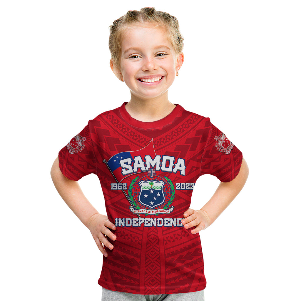 Samoa Independence Kid T Shirt 2023 Red Style LT6 - Polynesian Pride