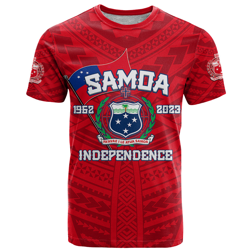 Samoa Independence T Shirt 2023 Red Style LT6 Red - Polynesian Pride