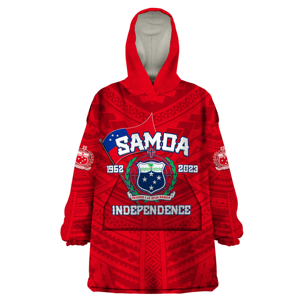 Samoa Independence Wearable Blanket Hoodie 2023 Red Style LT6 One Size Red - Polynesian Pride