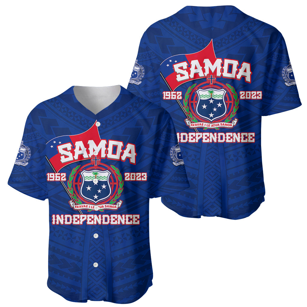 Samoa Independence Baseball Jersey 2023 Blue Style LT6 Blue - Polynesian Pride