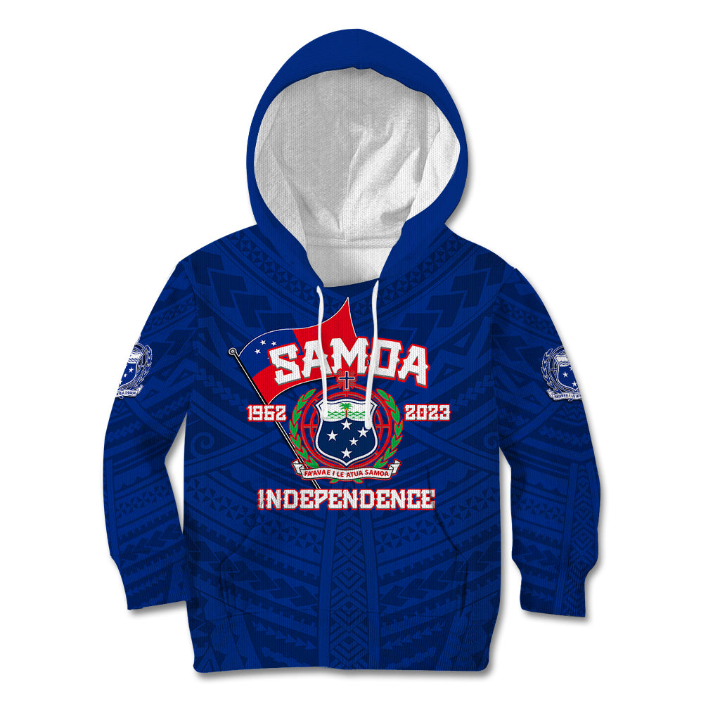 Samoa Independence Kid Hoodie 2023 Blue Style LT6 Hoodie Blue - Polynesian Pride