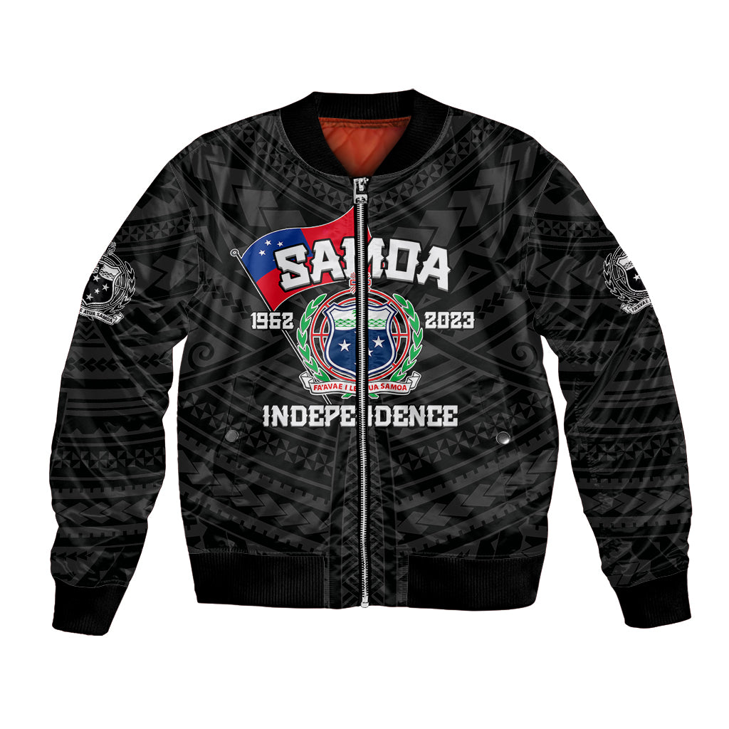 Samoa Independence Bomber Jacket 2023 Black Style LT6 Unisex Black - Polynesian Pride