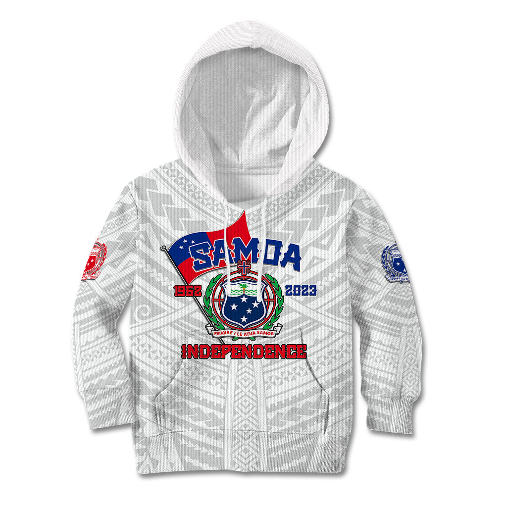 Samoa Independence Kid Hoodie 2023 White Style LT6 Hoodie White - Polynesian Pride