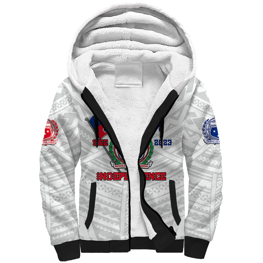 Samoa Independence Sherpa Hoodie 2023 White Style LT6 Unisex White - Polynesian Pride