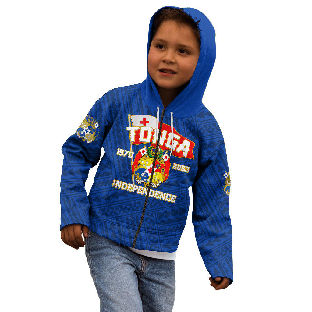 Tonga Independence Kid Hoodie 2023 Blue Style LT6 - Polynesian Pride