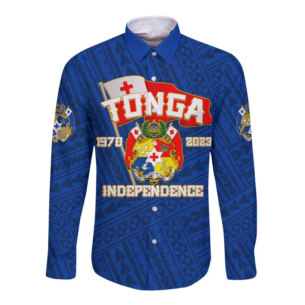 Tonga Independence Long Sleeve Button Shirt 2023 Blue Style LT6 Unisex Blue - Polynesian Pride