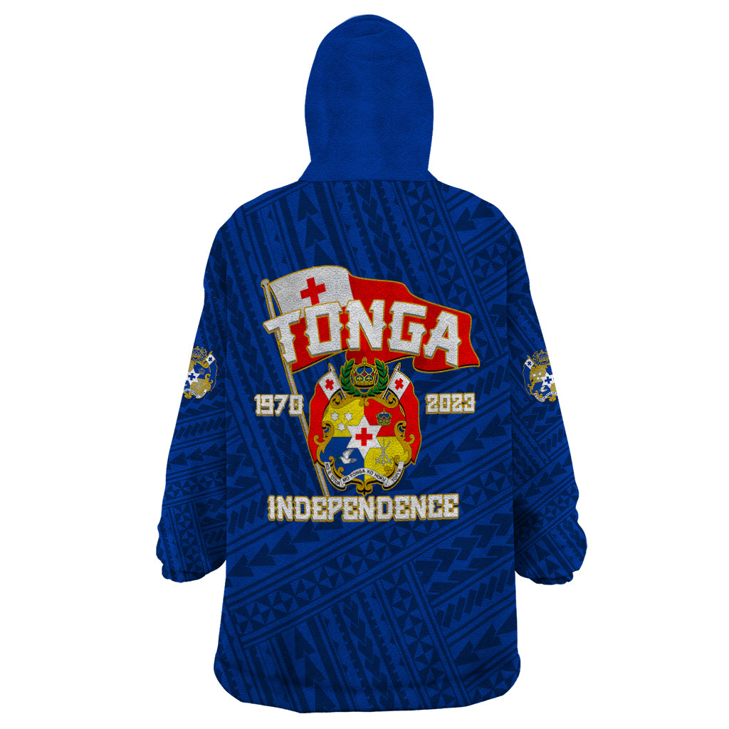 Tonga Independence Wearable Blanket Hoodie 2023 Blue Style LT6 - Polynesian Pride