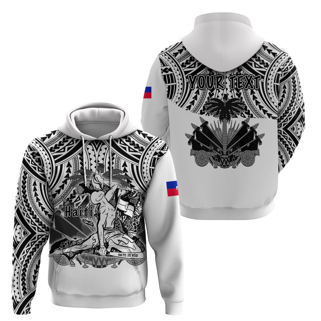 Custom Haiti Hoodie Polynesian Neg Maron White Style LT6 Pullover Hoodie White - Polynesian Pride