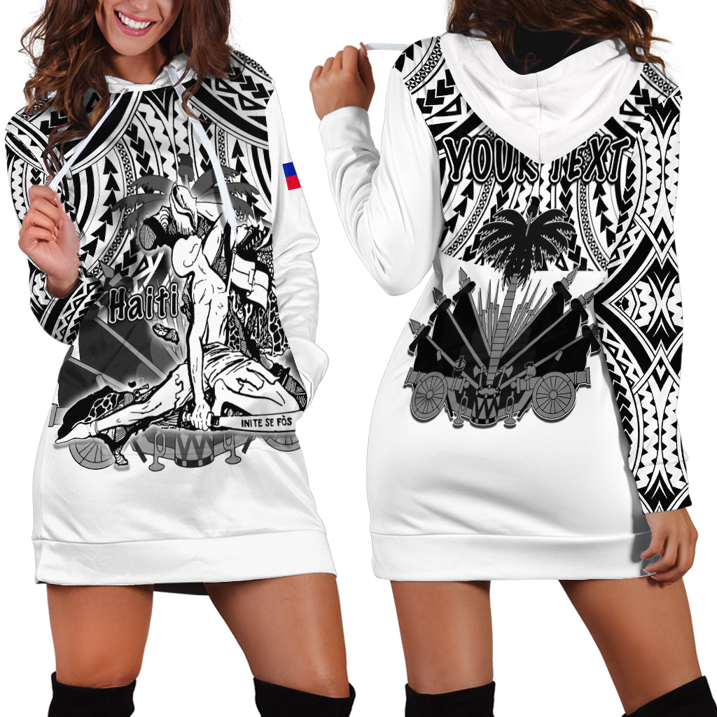 (Custom Personalised) Haiti Hoodie Dress Polynesian Neg Maron White Style LT6 White - Polynesian Pride