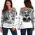 (Custom Personalised) Haiti Off Shoulder Sweater Polynesian Neg Maron White Style LT6 Women White - Polynesian Pride