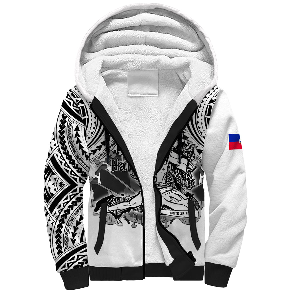 (Custom Personalised) Haiti Sherpa Hoodie Polynesian Neg Maron White Style LT6 Unisex White - Polynesian Pride