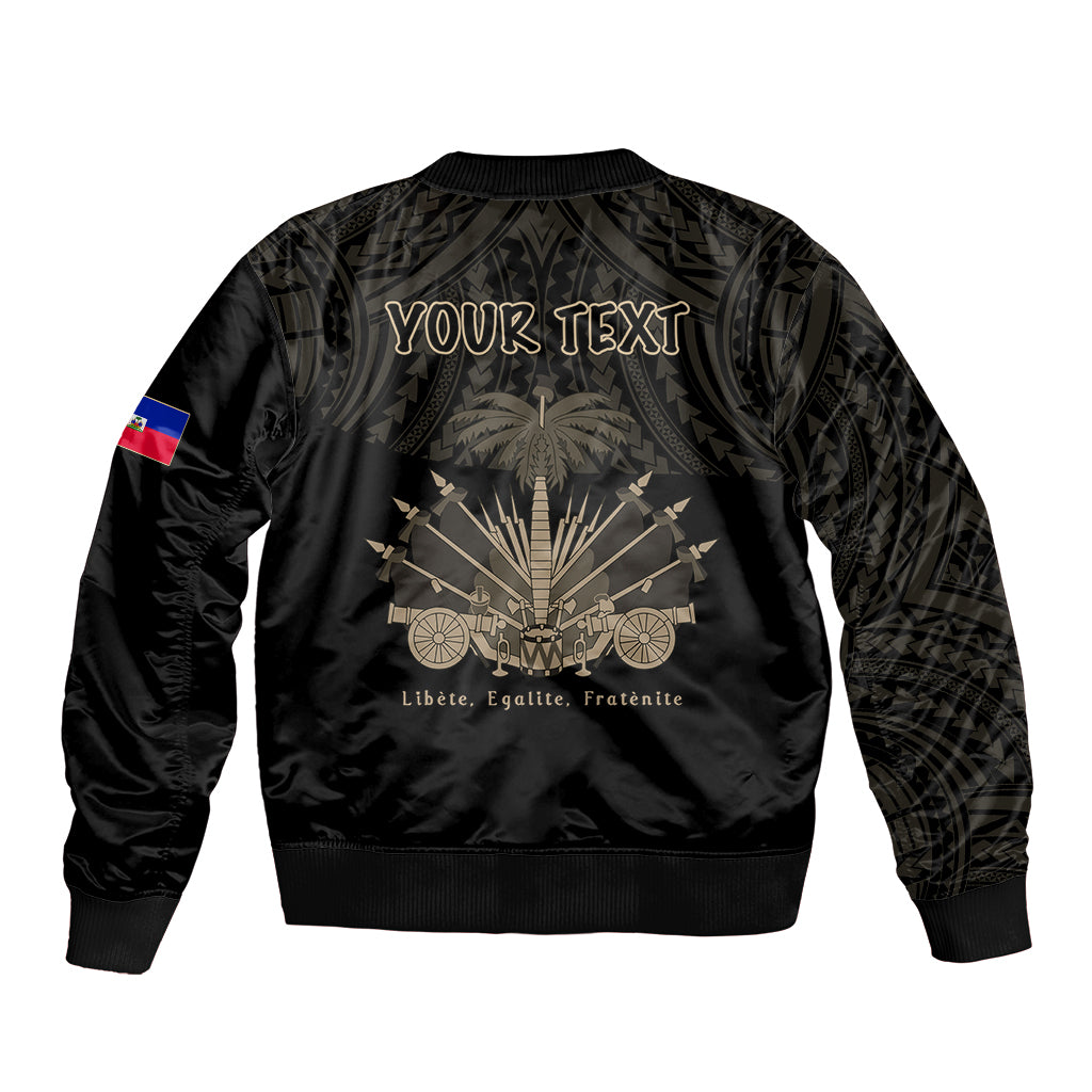 (Custom Personalised) Haiti Bomber Jacket Polynesian Neg Maron Black Style LT6 - Polynesian Pride