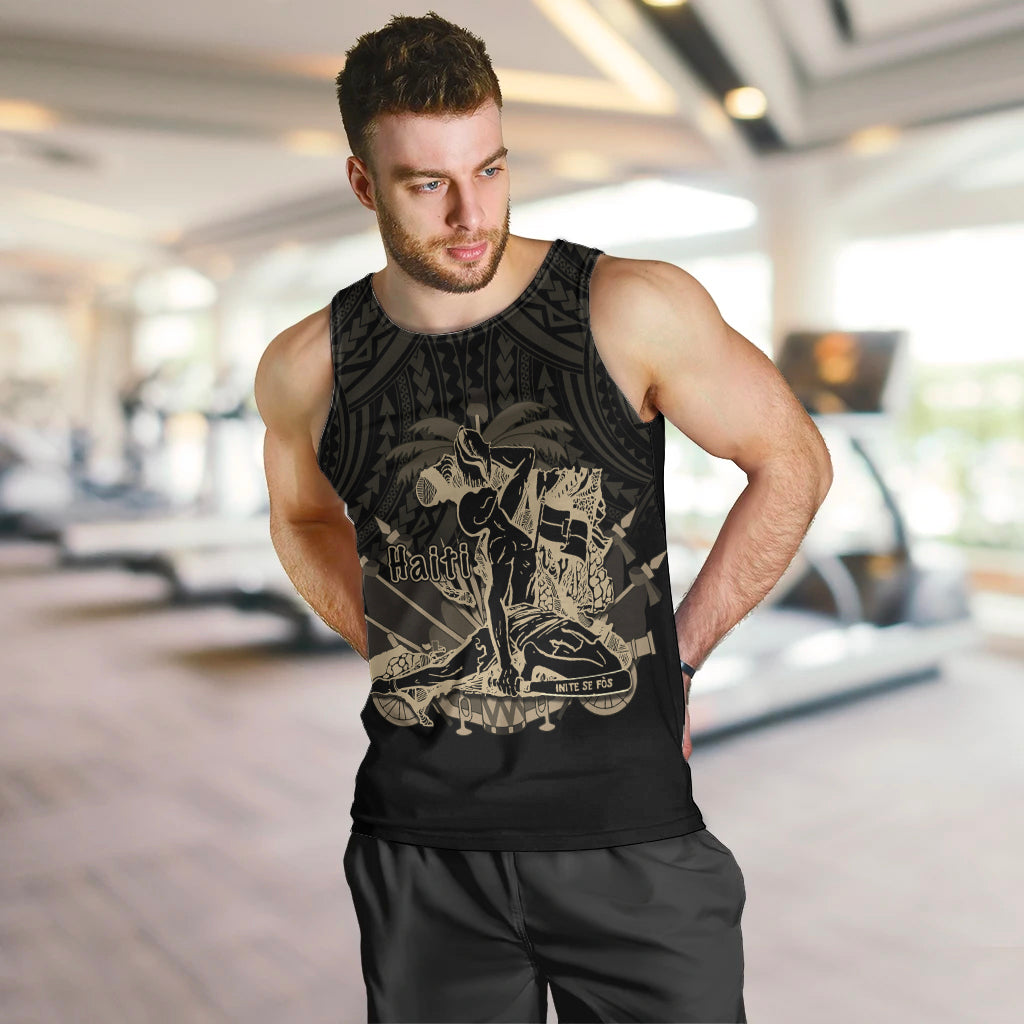 (Custom Personalised) Haiti Men Tank Top Polynesian Neg Maron Black Style LT6 - Polynesian Pride