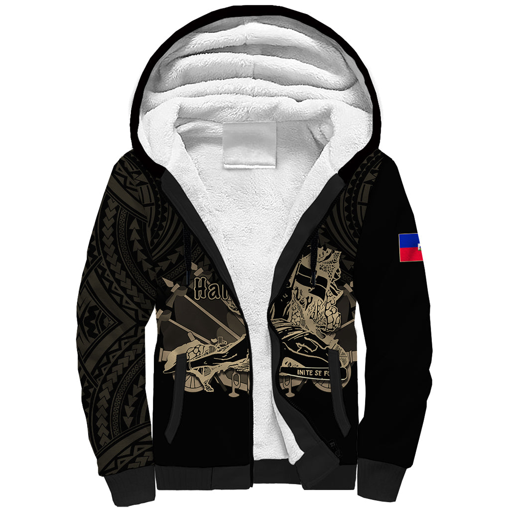 (Custom Personalised) Haiti Sherpa Hoodie Polynesian Neg Maron Black Style LT6 Unisex Black - Polynesian Pride