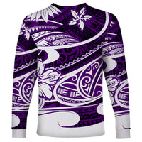 Polynesian Tribal Long Sleeve Shirt Purple LT6 - Polynesian Pride