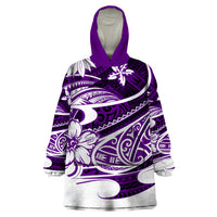 Polynesian Tribal Wearable Blanket Hoodie Purple LT6 One Size Purple - Polynesian Pride
