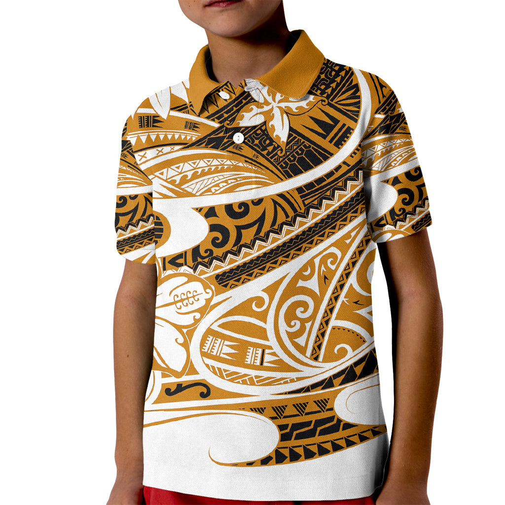 Polynesian Tribal Kid Polo Shirt Gold LT6 Kid Gold - Polynesian Pride