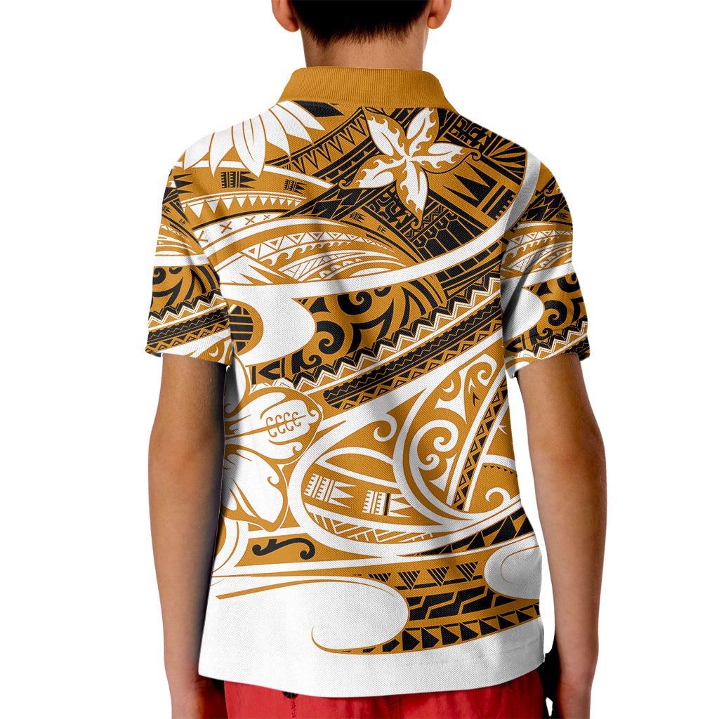 Polynesian Tribal Kid Polo Shirt Gold LT6 - Polynesian Pride