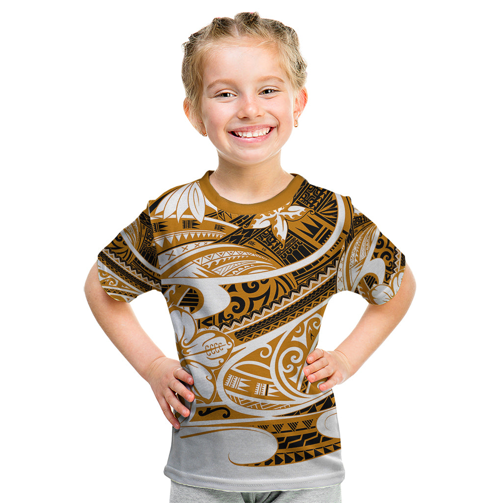 Polynesian Tribal Kid T Shirt Gold LT6 Gold - Polynesian Pride