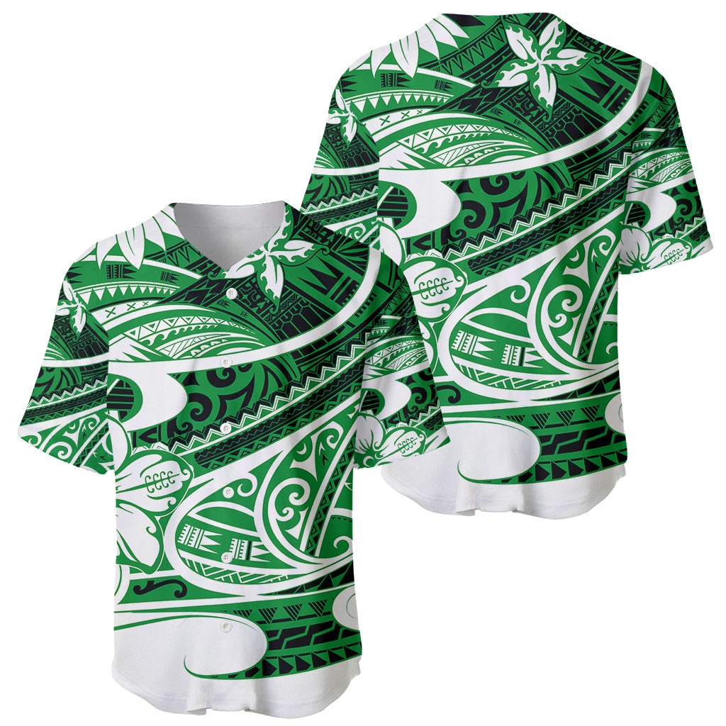 Polynesian Tribal Baseball Jersey Green LT6 Green - Polynesian Pride