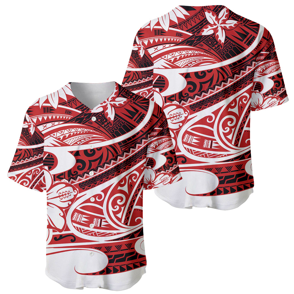 Polynesian Tribal Baseball Jersey Red LT6 Red - Polynesian Pride