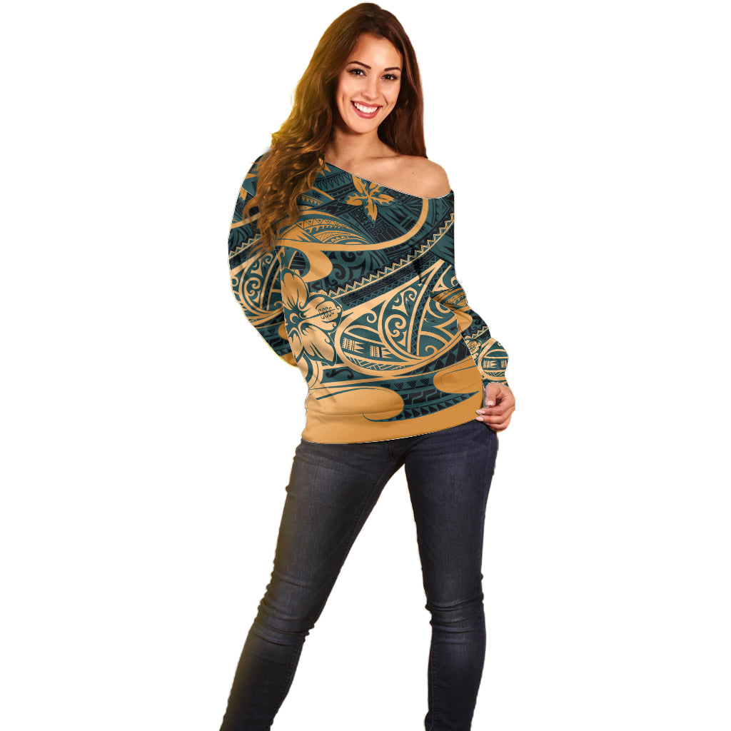 Polynesian Tribal Off Shoulder Sweater LT6 - Polynesian Pride